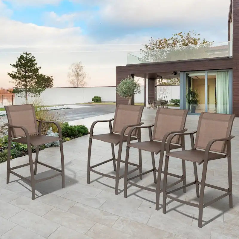 VredHom Outdoor Aluminum Bar Stool Set (Set of 4) - 21.7  L x 25.6  W x 43.7  H
