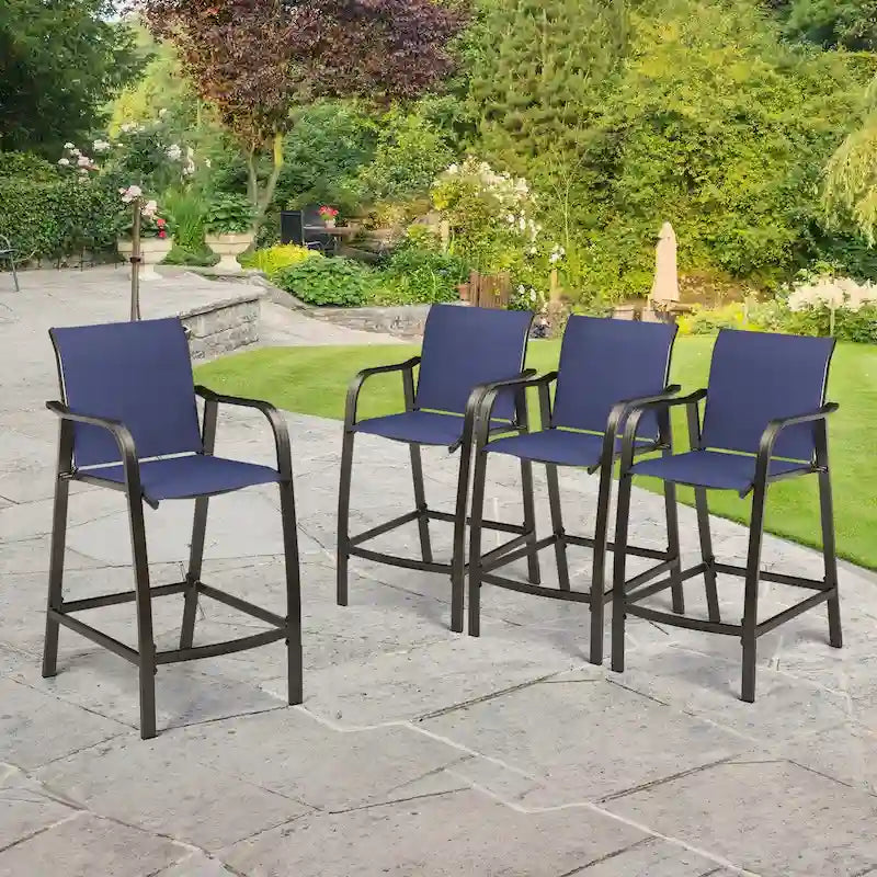 VredHom Outdoor Aluminum Bar Stool Set (Set of 4) - 21.7  L x 25.6  W x 43.7  H