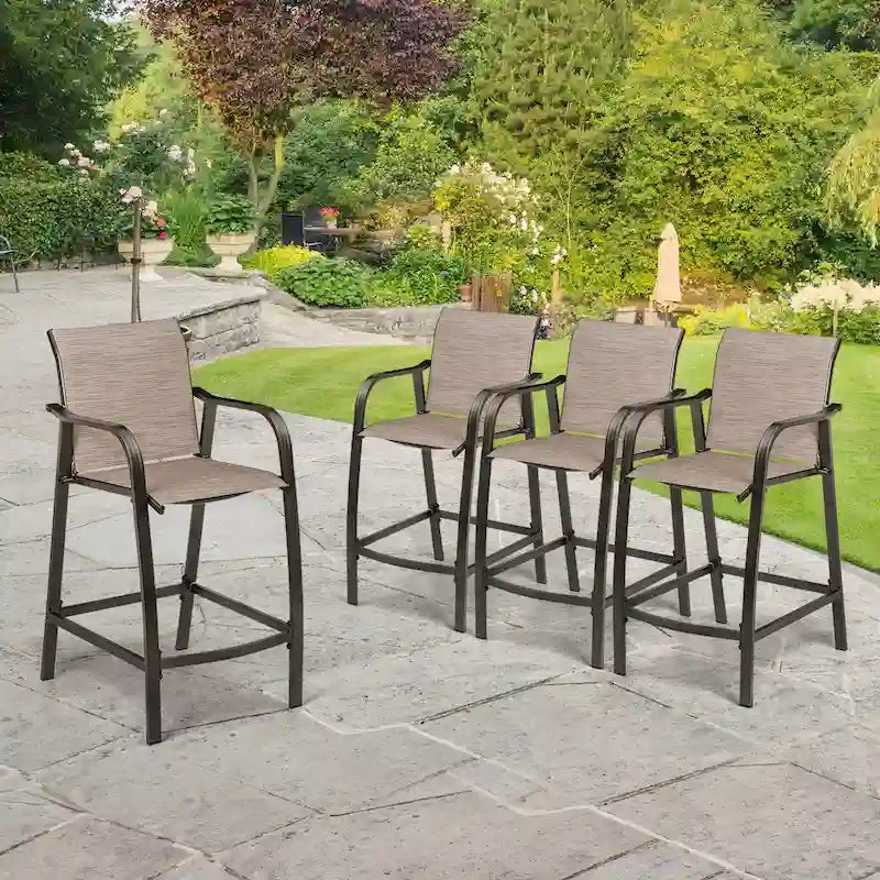 VredHom Outdoor Aluminum Bar Stool Set (Set of 4) - 21.7  L x 25.6  W x 43.7  H