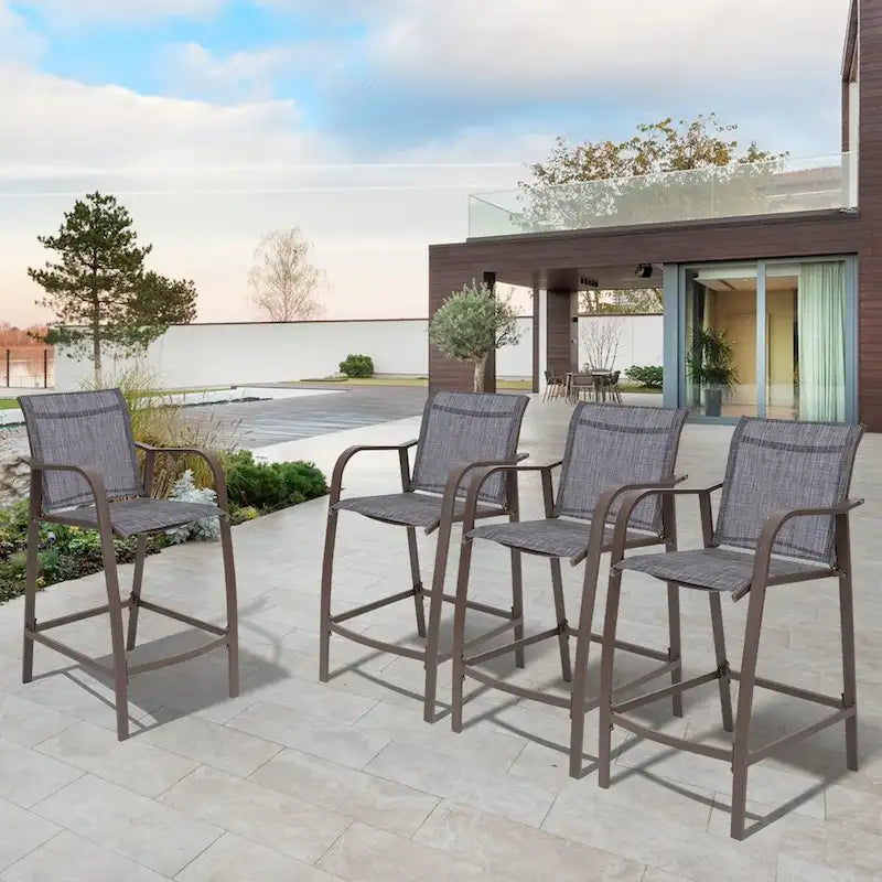 VredHom Outdoor Aluminum Bar Stool Set (Set of 4) - 21.7  L x 25.6  W x 43.7  H