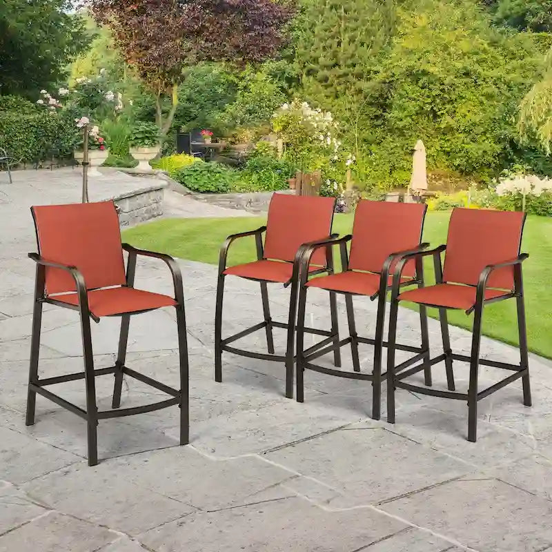 VredHom Outdoor Aluminum Bar Stool Set (Set of 4) - 21.7  L x 25.6  W x 43.7  H