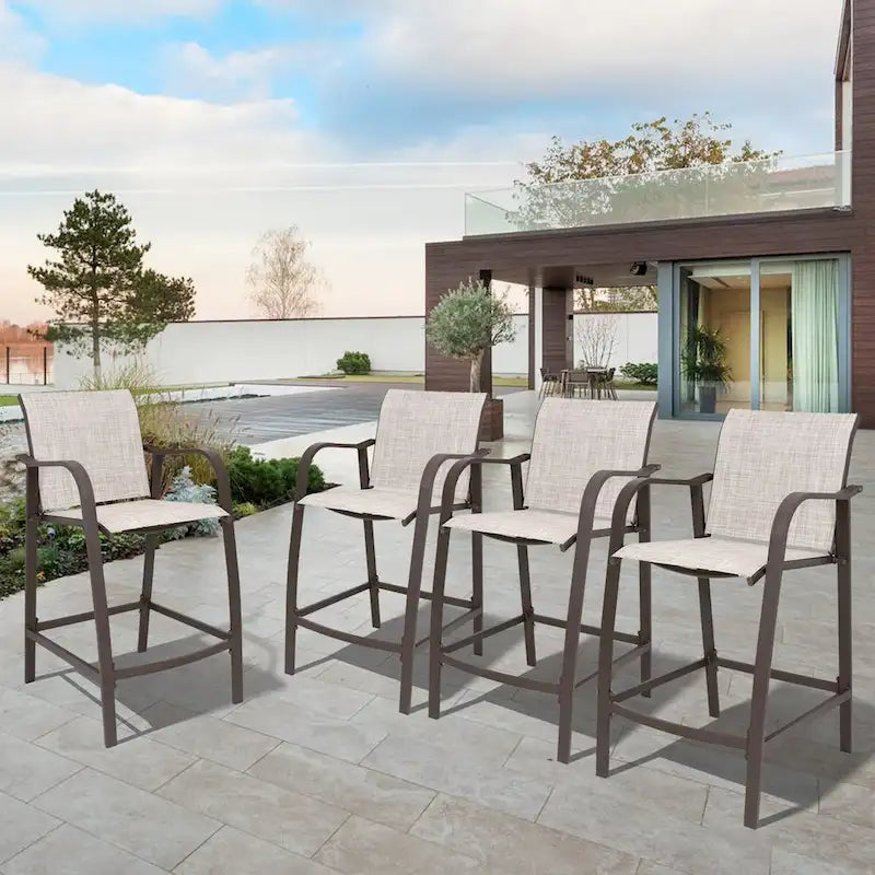 VredHom Outdoor Aluminum Bar Stool Set (Set of 4) - 21.7  L x 25.6  W x 43.7  H