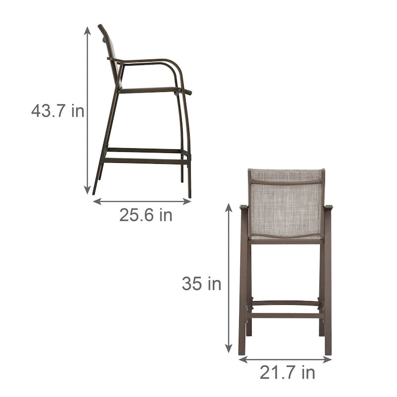 VredHom Outdoor Aluminum Bar Stool Set (Set of 4) - 21.7  L x 25.6  W x 43.7  H