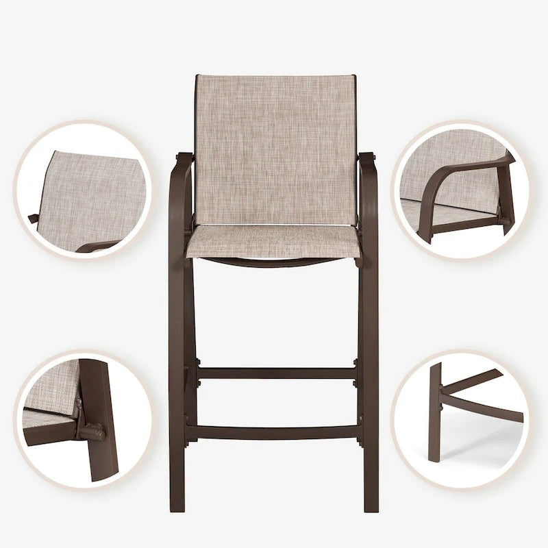 VredHom Outdoor Aluminum Bar Stool Set (Set of 4) - 21.7  L x 25.6  W x 43.7  H