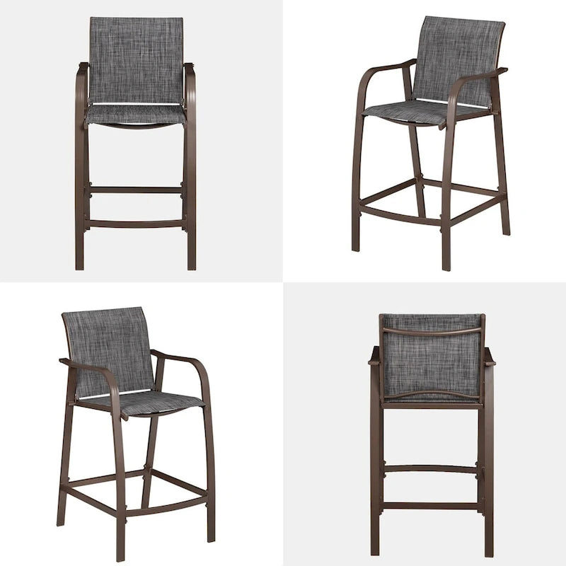 VredHom Outdoor Aluminum Bar Stool Set (Set of 4) - 21.7  L x 25.6  W x 43.7  H