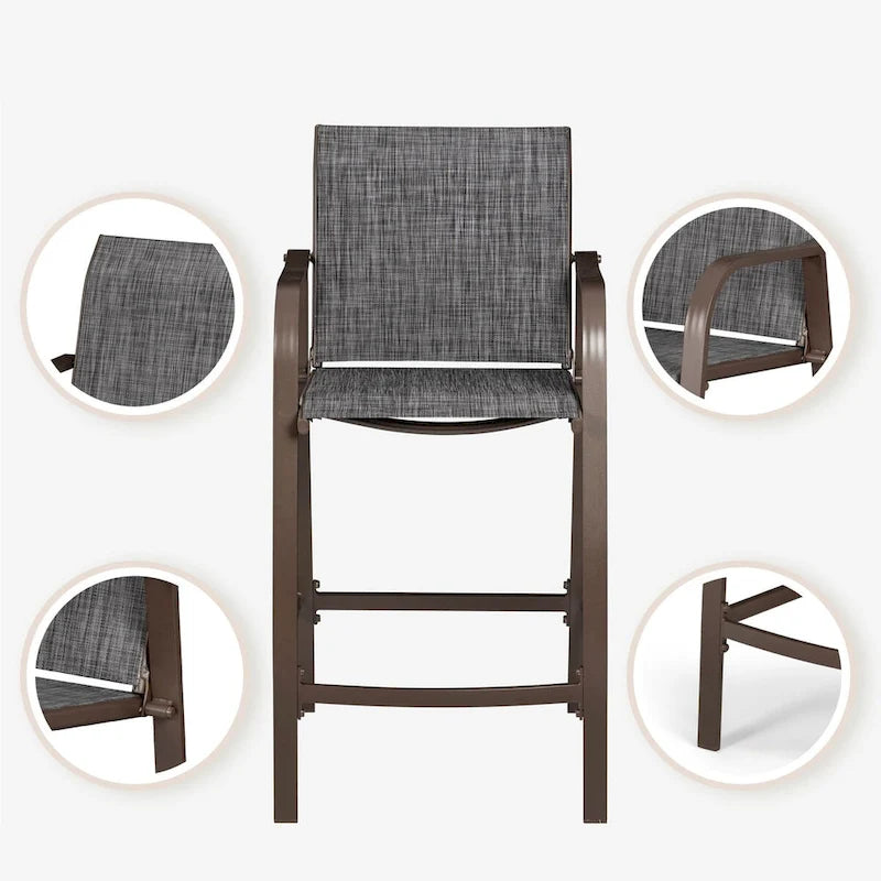 VredHom Outdoor Aluminum Bar Stool Set (Set of 4) - 21.7  L x 25.6  W x 43.7  H
