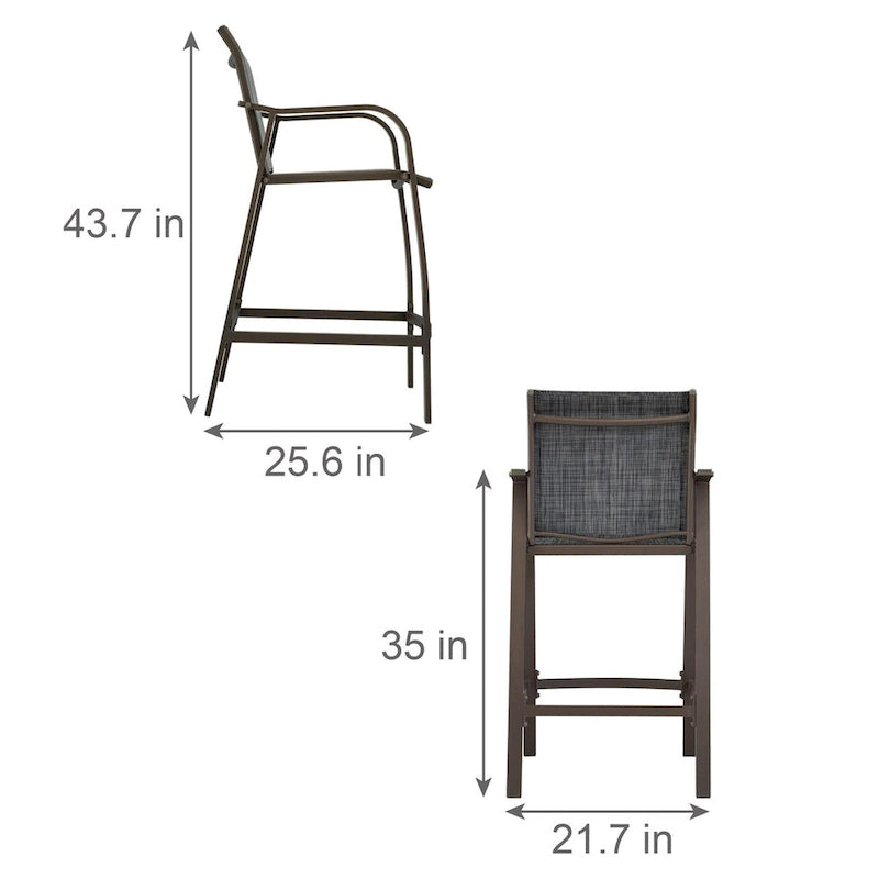 VredHom Outdoor Aluminum Bar Stool Set (Set of 4) - 21.7  L x 25.6  W x 43.7  H
