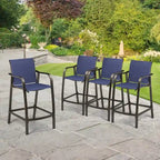 VredHom Outdoor Aluminum Bar Stool Set (Set of 4) - 21.7  L x 25.6  W x 43.7  H
