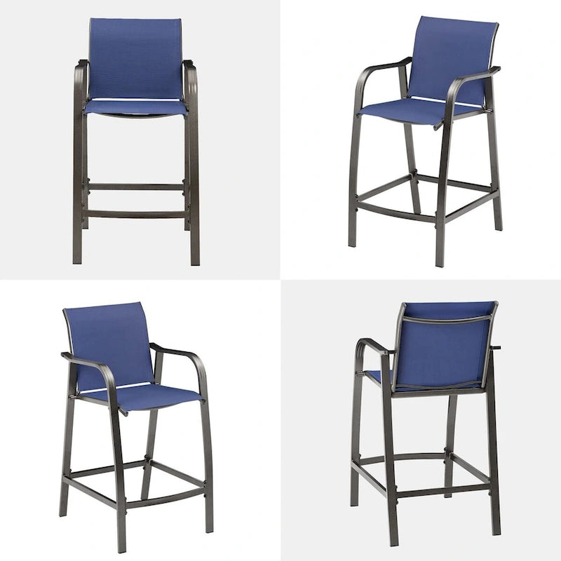 VredHom Outdoor Aluminum Bar Stool Set (Set of 4) - 21.7  L x 25.6  W x 43.7  H
