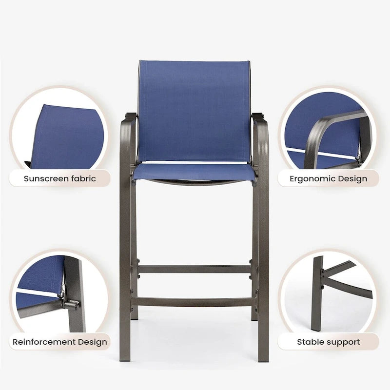 VredHom Outdoor Aluminum Bar Stool Set (Set of 4) - 21.7  L x 25.6  W x 43.7  H