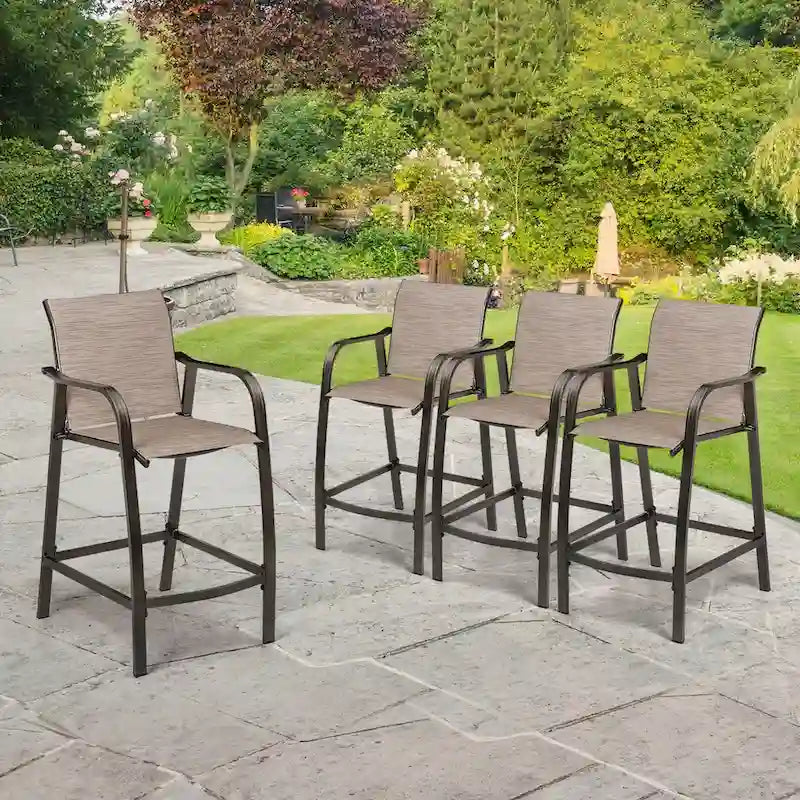 VredHom Outdoor Aluminum Bar Stool Set (Set of 4) - 21.7  L x 25.6  W x 43.7  H