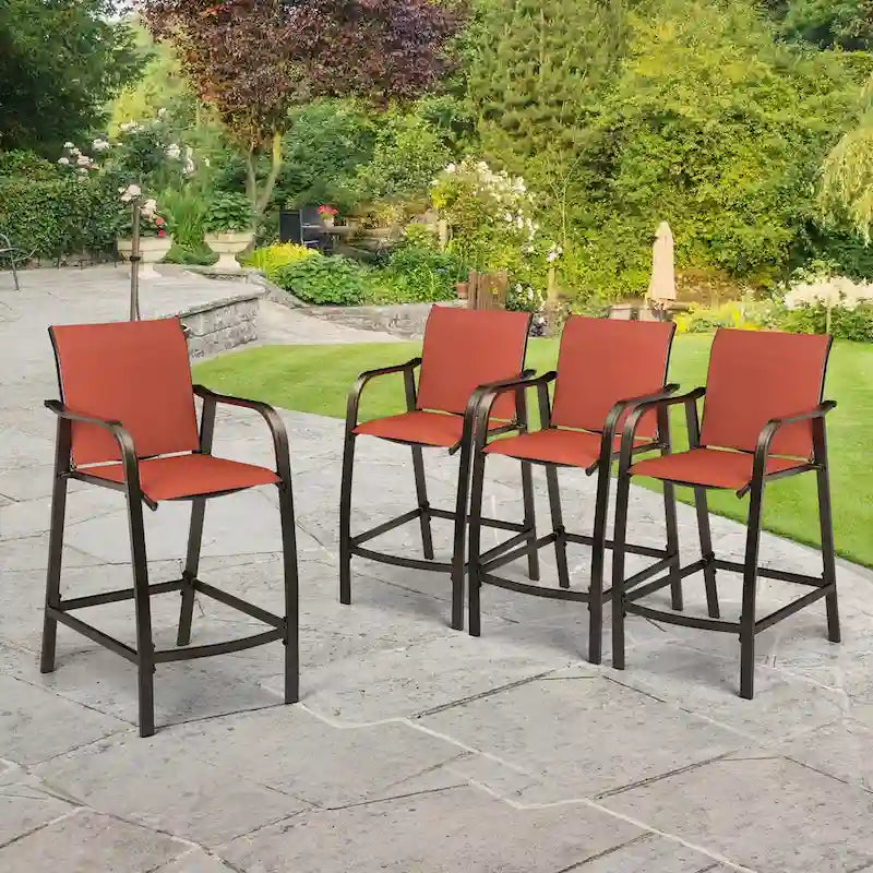 VredHom Outdoor Aluminum Bar Stool Set (Set of 4) - 21.7  L x 25.6  W x 43.7  H