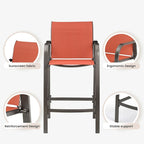 VredHom Outdoor Aluminum Bar Stool Set (Set of 4) - 21.7  L x 25.6  W x 43.7  H