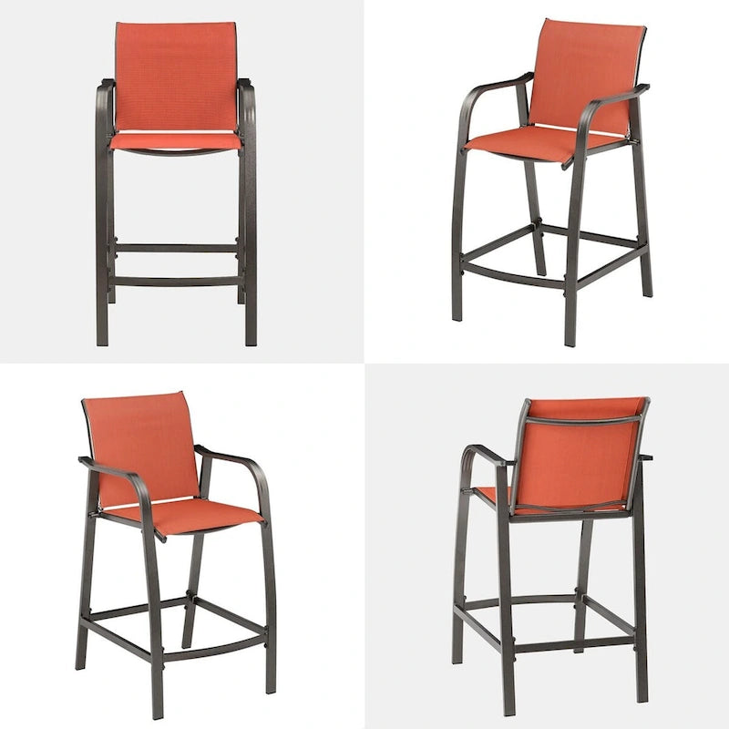 VredHom Outdoor Aluminum Bar Stool Set (Set of 4) - 21.7  L x 25.6  W x 43.7  H