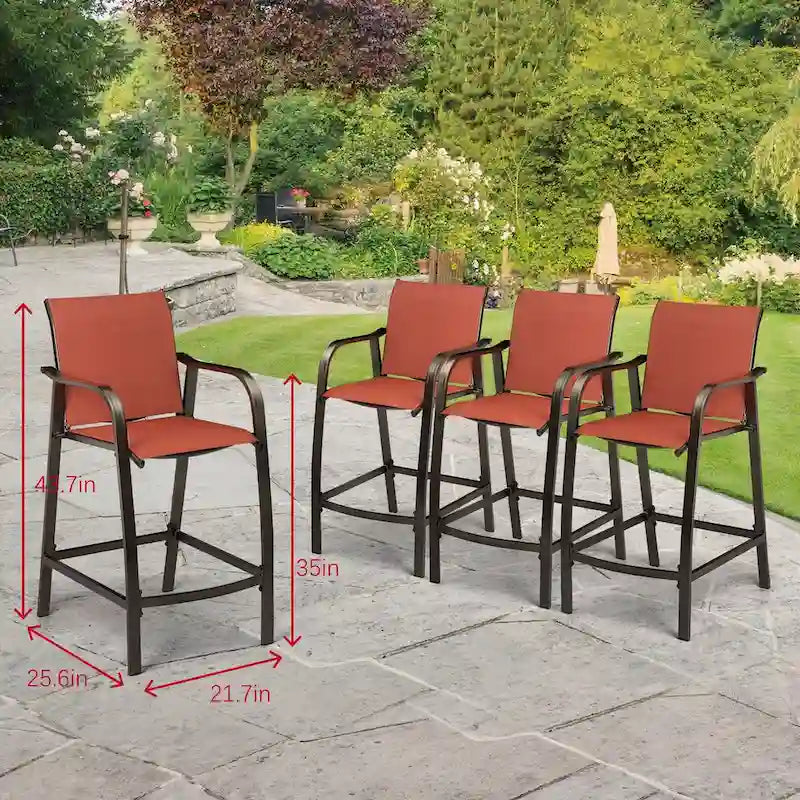 VredHom Outdoor Aluminum Bar Stool Set (Set of 4) - 21.7  L x 25.6  W x 43.7  H