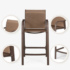 VredHom Outdoor Aluminum Bar Stool Set (Set of 4) - 21.7  L x 25.6  W x 43.7  H