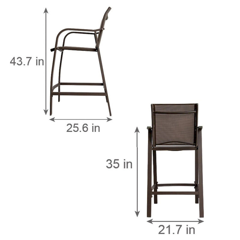 VredHom Outdoor Aluminum Bar Stool Set (Set of 4) - 21.7  L x 25.6  W x 43.7  H