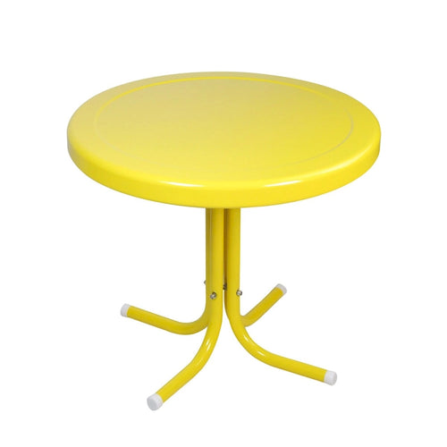 22 Outdoor Retro Metal Tulip Side Table Yellow