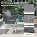 4-Piece Rope Patio Furniture Set,Outdoor Furniture w/Acacia Wood Table