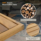 4-Piece Rope Patio Furniture Set,Outdoor Furniture w/Acacia Wood Table