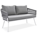 4-Piece Rope Patio Furniture Set,Outdoor Furniture w/Acacia Wood Table