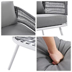 4-Piece Rope Patio Furniture Set,Outdoor Furniture w/Acacia Wood Table