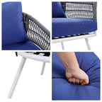 4-Piece Rope Patio Furniture Set,Outdoor Furniture w/Acacia Wood Table