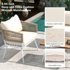 4-Piece Rope Patio Furniture Set,Outdoor Furniture w/Acacia Wood Table