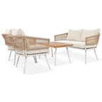 4-Piece Rope Patio Furniture Set,Outdoor Furniture w/Acacia Wood Table