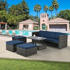 5-Piece PE Wicker Patio Furniture Set: Adjustable Sofa & Coffee Table