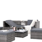 5-Piece PE Wicker Patio Furniture Set: Adjustable Sofa & Coffee Table