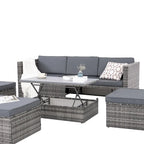5-Piece PE Wicker Patio Furniture Set: Adjustable Sofa & Coffee Table