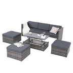 5-Piece PE Wicker Patio Furniture Set: Adjustable Sofa & Coffee Table