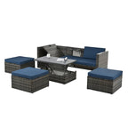 5-Piece PE Wicker Patio Furniture Set: Adjustable Sofa & Coffee Table