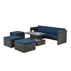 5-Piece PE Wicker Patio Furniture Set: Adjustable Sofa & Coffee Table