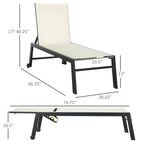 Adjustable Outdoor Chaise Lounge with Wheels and Breathable Fabric - N/A