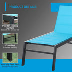 Adjustable Outdoor Chaise Lounge with Wheels and Breathable Fabric - N/A