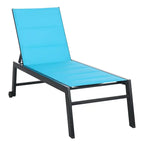 Adjustable Outdoor Chaise Lounge with Wheels and Breathable Fabric - N/A