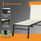 Adjustable Outdoor Chaise Lounge with Wheels and Breathable Fabric - N/A