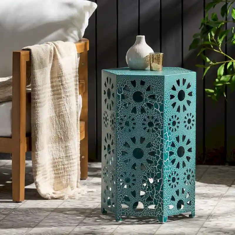 Side Table Outdoor 14-inch Floral Side Table by Christopher Knight Home