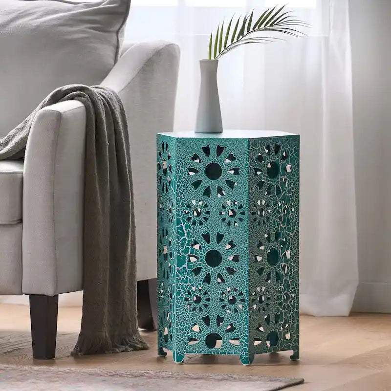Side Table Outdoor 14-inch Floral Side Table by Christopher Knight Home
