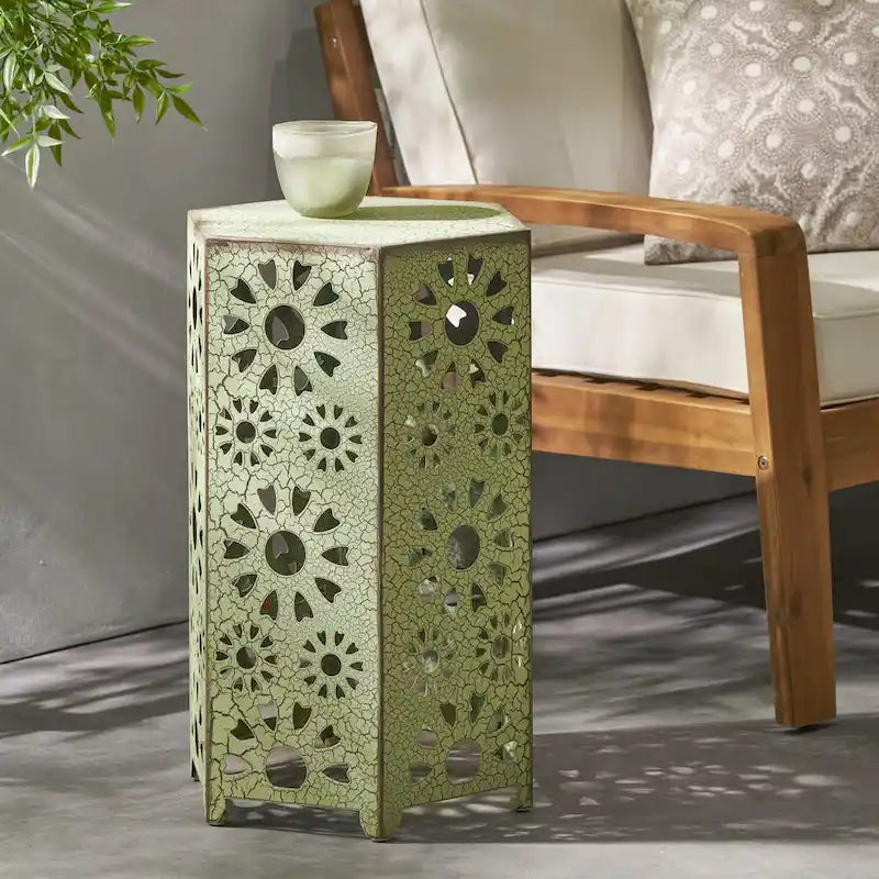 Side Table Outdoor 14-inch Floral Side Table by Christopher Knight Home