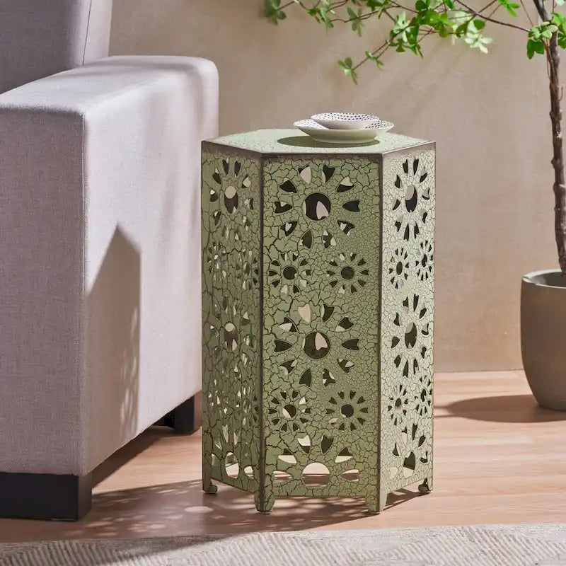 Side Table Outdoor 14-inch Floral Side Table by Christopher Knight Home