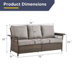 Gymojoy Outdoor Patio Wicker Rattan Sofa - Brown