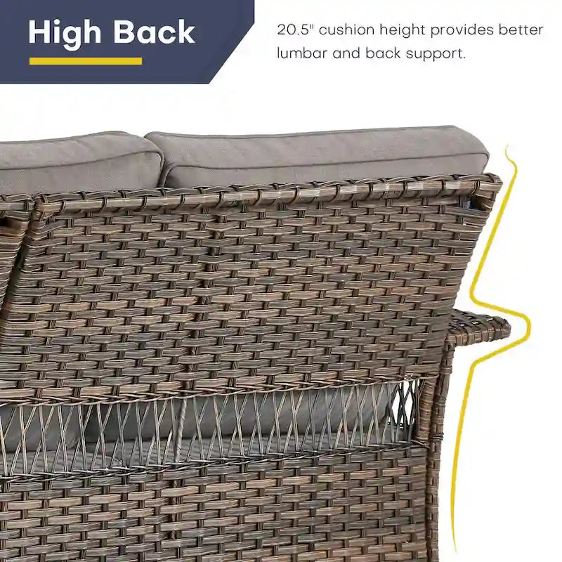 Gymojoy Outdoor Patio Wicker Rattan Sofa - Brown