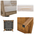 4-Piece Patio Conversation Set, Solid Wood Loveseat, 2 Chairs & Table