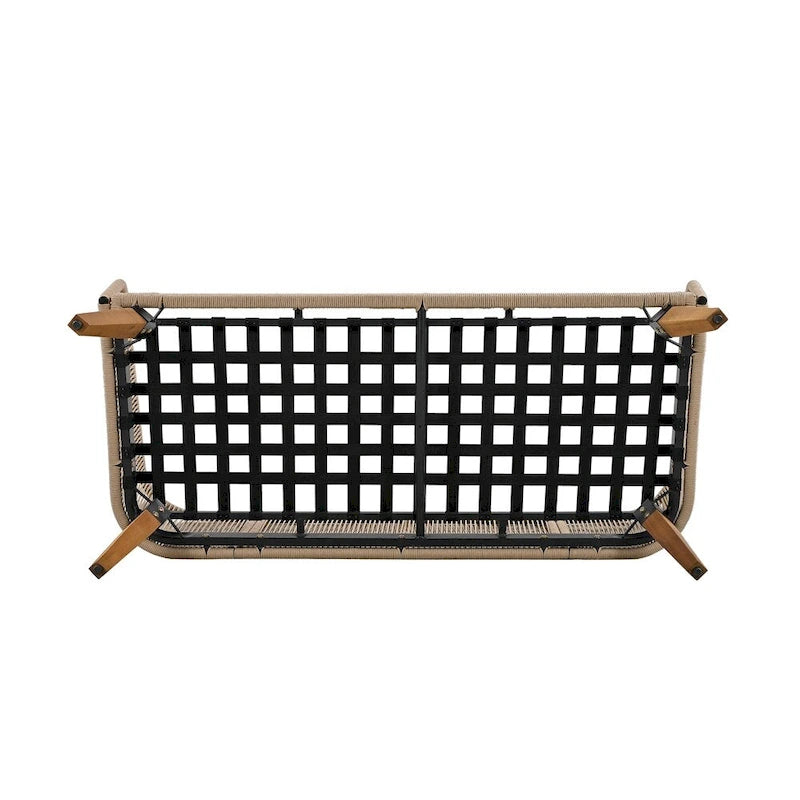4-Piece Patio Conversation Set, Solid Wood Loveseat, 2 Chairs & Table