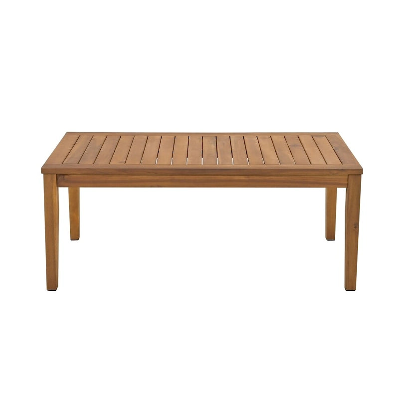 4-Piece Patio Conversation Set, Solid Wood Loveseat, 2 Chairs & Table