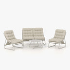 Patio Conversation Set Sofa Chairs Table Set, With Removable Padded Olefin Cushions In Metal Frame For Outdoor (Set Of 4)