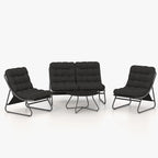 Patio Conversation Set Sofa Chairs Table Set, With Removable Padded Olefin Cushions In Metal Frame For Outdoor (Set Of 4)